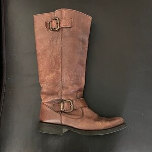 Steve Madden Brown Leather Mid-Calf Heeled Boots